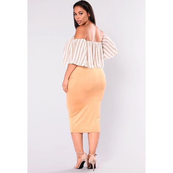 Fashion Nova Stayed For A Suede Skirt - Camel- Sz 3x - Picture 6 of 9
